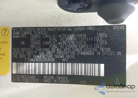 2005 Lexus Rx 330 из США, поврежденный, VIN 2T2HA31U35C058096